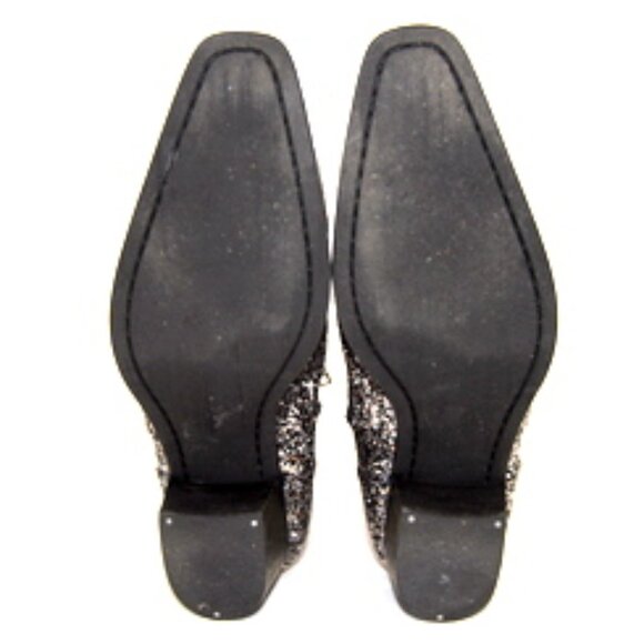 Osstone Men’s Chelsea Silver/Black Glitter Dress Boots with Side Zipper -Heels - Picture 3 of 7